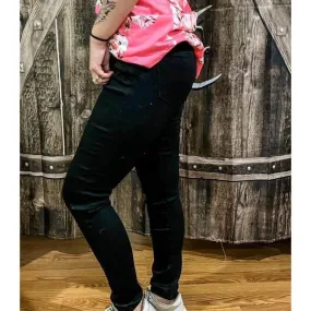 Black Juniors Stretch Wax Jeans