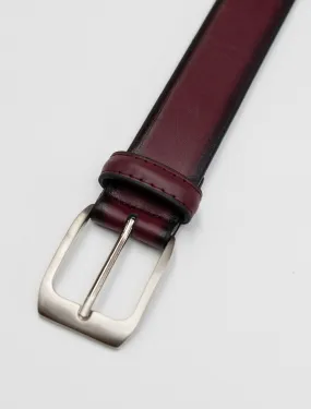 Burgundy Waved Leather Frame Buckle Belt by Florsheim