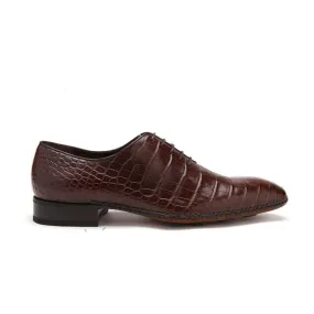 Caporicci 2542 Men's Luxury Italian Designer Shoes Castagno Brown Exotic Alligator Oxfords (CAP1112)