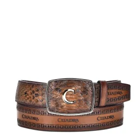 CV397PI - Cuadra brown fashion cowboy python leather belt for men
