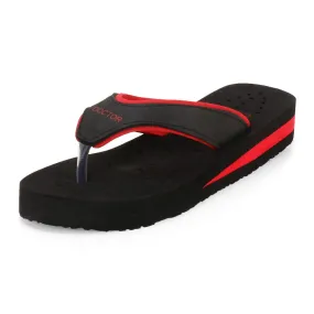 DOCTOR EXTRA SOFT Care Diabetic Orthopedic Pregnancy Flat Super Comfort Dr Flipflops and House Slippers For Women's and Girl's D-18-Black Red-10 UK