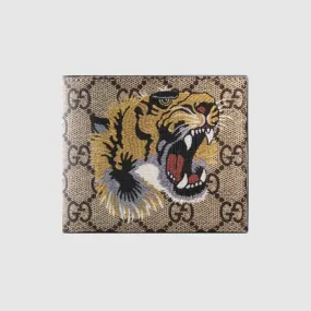 GG Supreme Tiger Head Leather Wallet