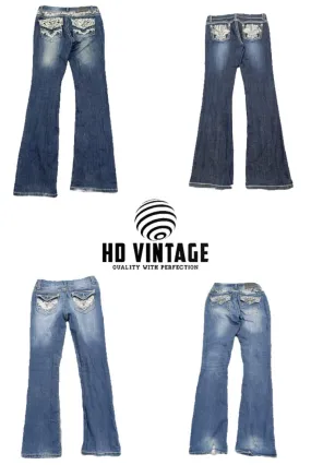 HD333 Ladies Y2K Embelished Flared Jeans - 17 pcs