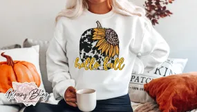 Hello Fall Cowhide Sunflower Sweater