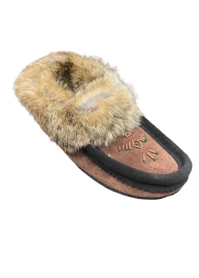 Ladies Moccasins - Chocolate with Black Trim