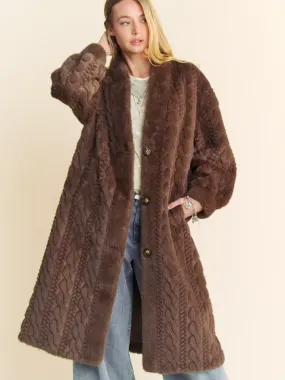 Luxurious Fuzzy Fur Rib Pattern Coat
