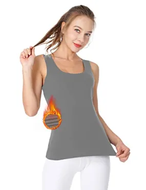 MANCYFIT Thermal Tank Top for Women Fleece Cami Shirt Sleeveless Camisole Base Layer Seamless Warm Vest Scoop Neck