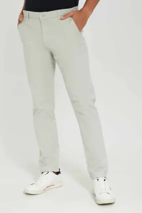 Men Grey Straight Fit Chino Trouser