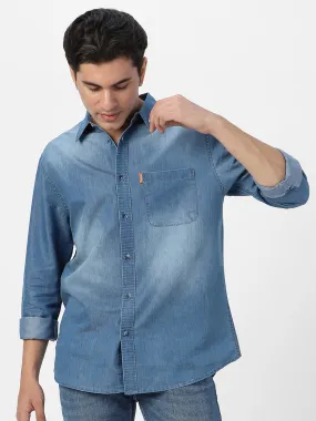 Men's Light Blue Full Sleeve Regular Fit Casual Denim Shirt