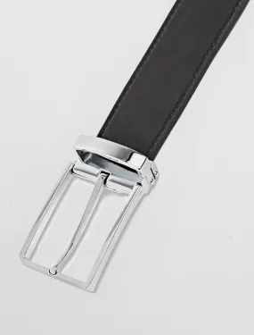 Men's Reversible Leather Belt with Polished Buckle