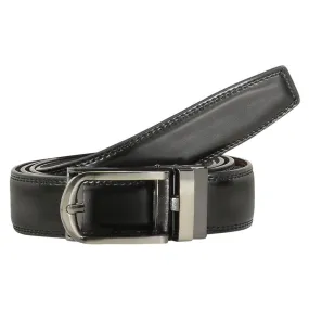 Mens Valentini 56" Black Leather Track Belt #501