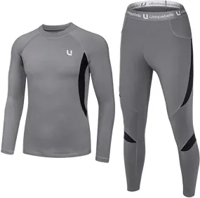 New Men's Thermal Underwear Sets Top & Long Johns Fleece Sweat Quick Drying, Grey, Sz L!