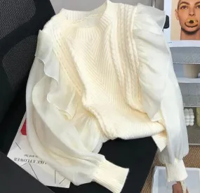 Patchwork Sweet Preppy Style Soft Sweaters
