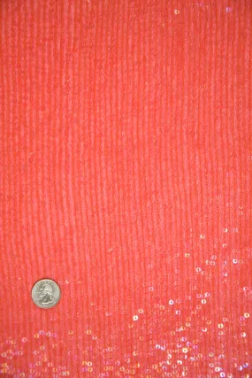 Pink Orange Sequins & Beads on Silk Chiffon JEC-132-35 Fabric