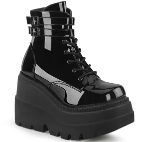 SHAKER-52 DemoniaCult Black Patent Sexy Women's Ankle Boots (Alternative Footwear)