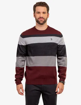 SOFT LARGE STRIPE CREW NECK SWEATER