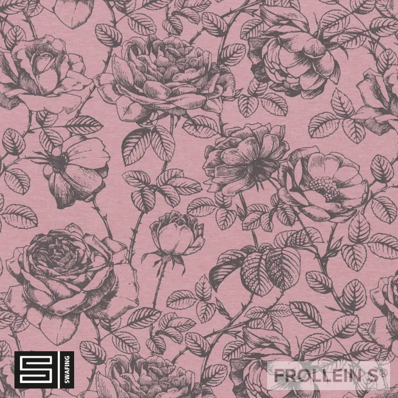 Sweatshirt Fleece - Roses - Light Pink