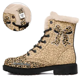 Unique Gift,Personalized Leopard Boots, Custom Fashion Winter Boots, Comfortable Unisex Boots