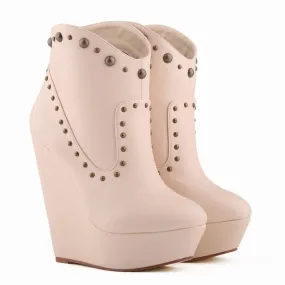 Unique Rivets Wedge Heels Sexy Club Boots