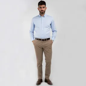 Washed Camel Cotton Twill Chino Trousers
