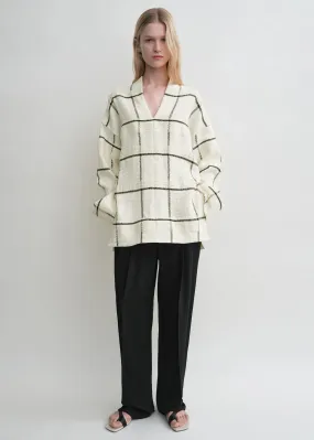 Windowpane-check tunic ecru
