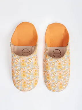 Womens Cotton/Leather Babouche Slippers