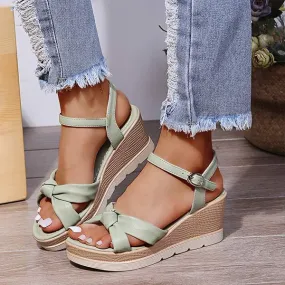 Women's Platform Wedge Sandals with Peep Toe 16194009C