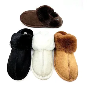 Women's Slipper Winter Indoor Faux Fur Suede Casual Warm Slip On Footwear