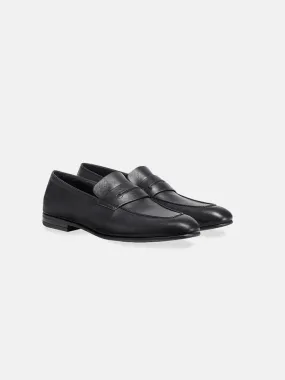 Zegna Black Leather L'asola Loafers